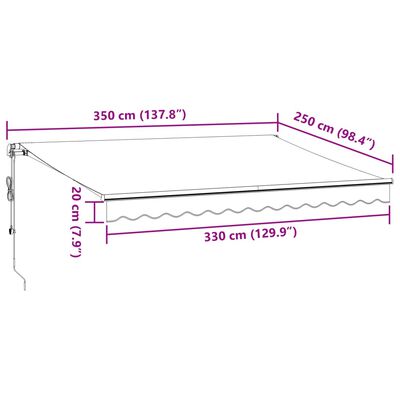 vidaXL Markise Automatisch mit LEDs Anthrazit & Weiß 350x250 cm