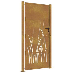 vidaXL Gartentor 100x200 cm Cortenstahl Gras-Design