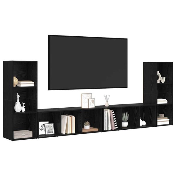 vidaXL TV-Schrankset 4 pcs Schwarz Eichen-Optik 37 x 35 x 107,5 cm