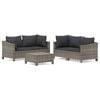 vidaXL 5-tlg. Garten-Lounge-Set mit Kissen Grau Poly Rattan