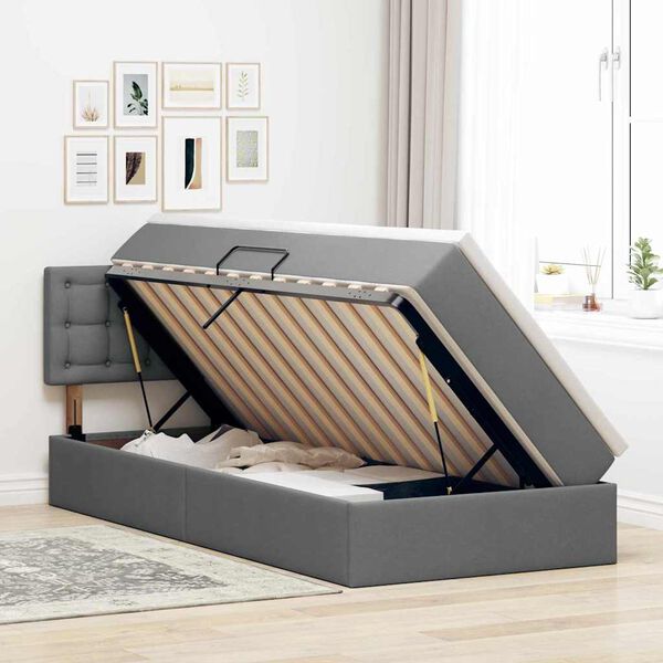 vidaXL Aufbewahrungsbett mit Matratze Dunkelgrau 100 x 200 cm