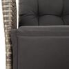 vidaXL 7-tlg. Garten-Essgruppe mit Kissen Grau Poly Rattan
