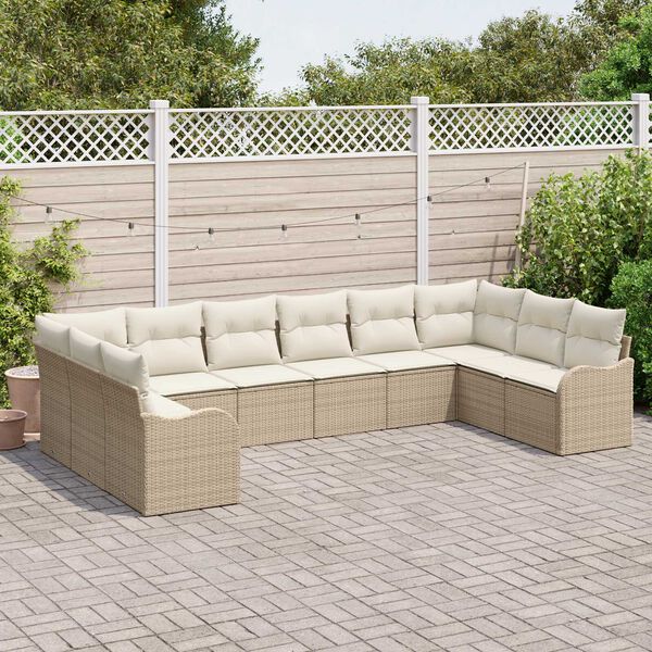 vidaXL Gartensofa-set Beige Poly-Rattan