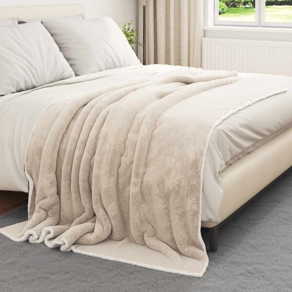 vidaXL &Uuml;berwurfdecke Beige 150 x 200 cm Fleece