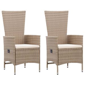 vidaXL Gartenst&uuml;hle 2 Stk. mit Auflagen Poly Rattan Beige