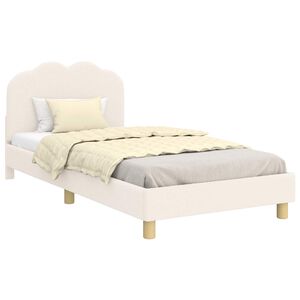 vidaXL Kinderbettgestell mit Kopfteil Creme 90 x 190 cm Schafstoff