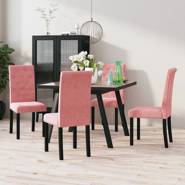 vidaXL Esszimmerst&uuml;hle 4 Stk. Rosa Samt