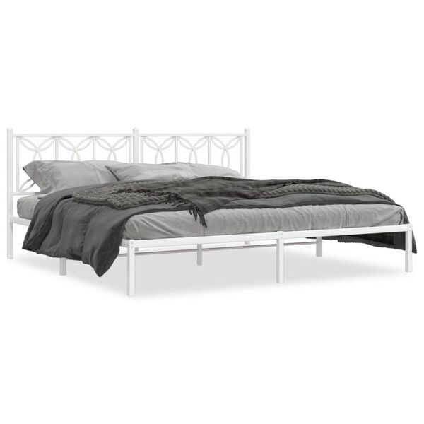 vidaXL Bettgestell mit Kopfteil Metall Wei&szlig; 200x200 cm