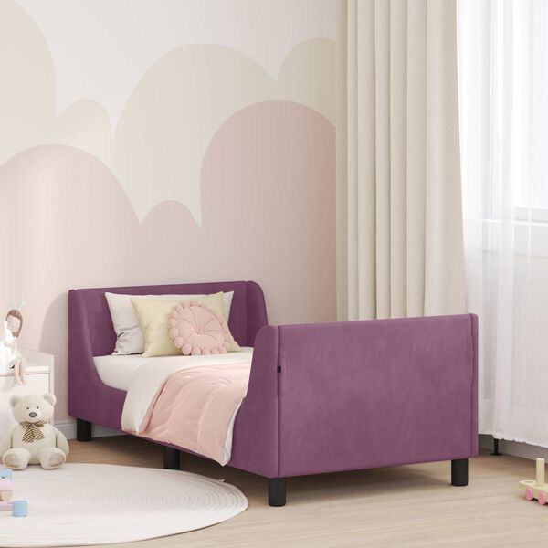 vidaXL Kinderbettgestell mit Kopfteil Lila 80 x 160 cm Samt