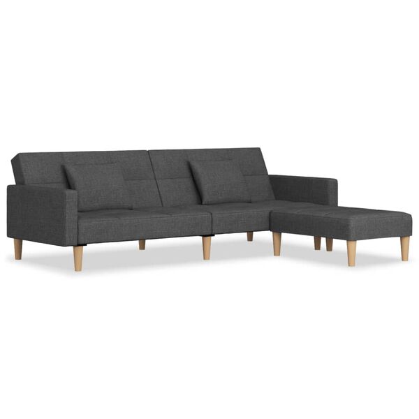 vidaXL Schlafsofa 2-Sitzer mit 2 Kissen & Hocker Hellgrau Stoff