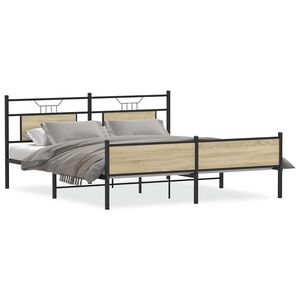 vidaXL Metallbett ohne Matratze Sonoma-Eiche 180x200 cm
