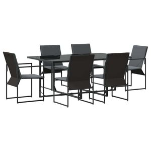 vidaXL Garten Essgruppe 7 pcs Schwarz Stahl