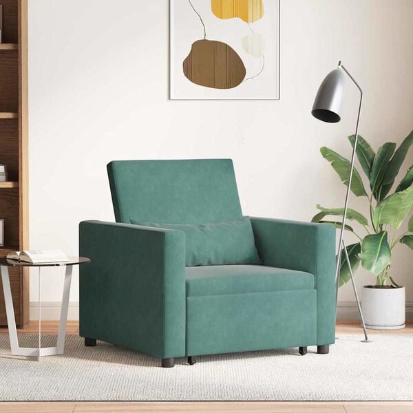 vidaXL Einzel-Schlafsofa mit Rädern Dunkelgrün 90 x 165 x 87 cm Samt