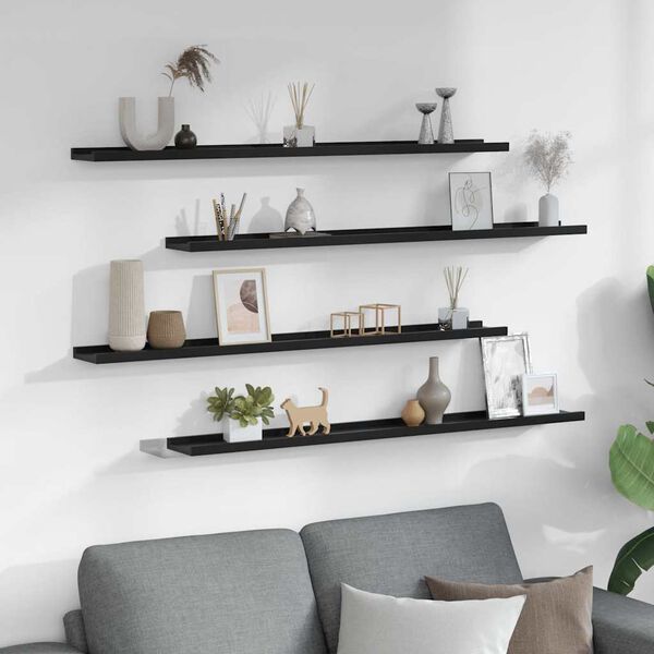 vidaXL Wandregale 4 Stk. Schwarz 100x9x3 cm