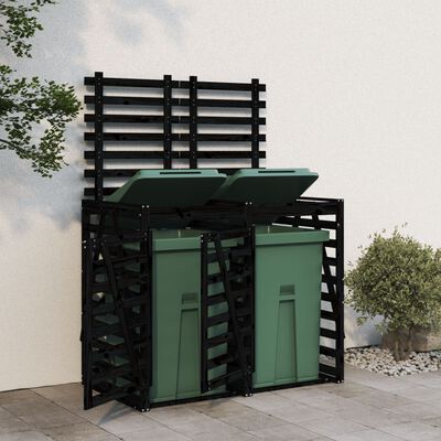 vidaXL Mülltonnenbox für 2 Tonnen Schwarz Massivholz Kiefer