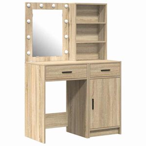 vidaXL Schminktischset mit LED 2 stk. Sonoma-Eiche Holzwerkstoff