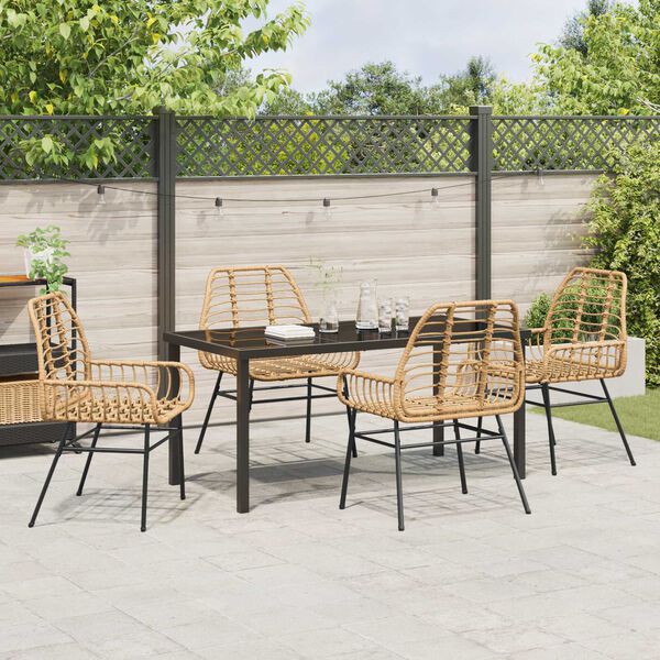 vidaXL Garten Essgruppe 5 pcs Braun Poly-Rattan