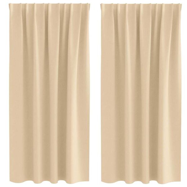vidaXL Verdunkelungs-Vorh&auml;nge mit Ringen 2 pcs Creme 175 x 140 cm