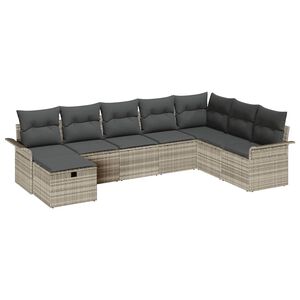 vidaXL Gartensofa-set 8 stk. Hellgrau Poly-Rattan