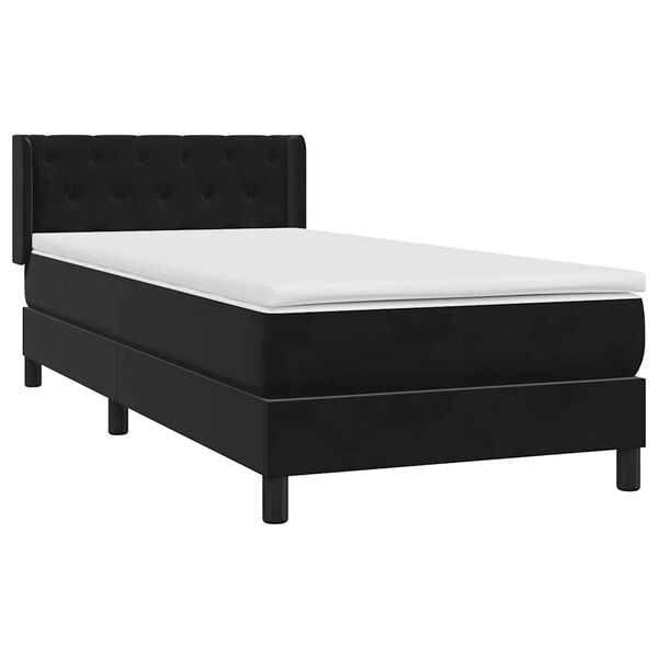vidaXL Boxspringbett mit Matratze Schwarz 80x210 cm Samt