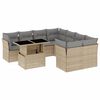 vidaXL 9-tlg. Garten-Sofagarnitur mit Kissen Beige Poly Rattan