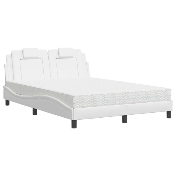 vidaXL Bett "Viana" mit Matratze Wei&szlig; 140x200 cm Kunstleder