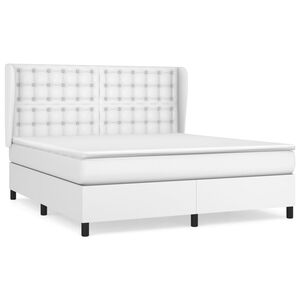 vidaXL Boxspringbett mit Matratze Wei&szlig; 180x200 cm Kunstleder