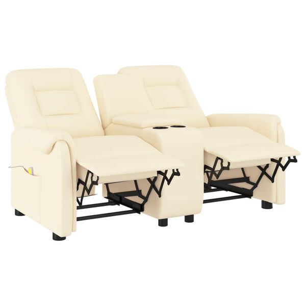 vidaXL 2-Sitzer Massagesessel mit Getr&auml;nkehalter Creme