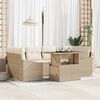 vidaXL Garten-Sofa-Set mit Kissen 7 pcs Beige und Creme Poly-Rattan