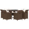 vidaXL 9-tlg. Garten-Essgruppe mit Kissen Poly Rattan Braun