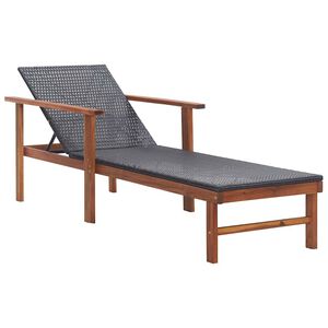 vidaXL Sonnenliege Poly Rattan und Massivholz Akazie Schwarz