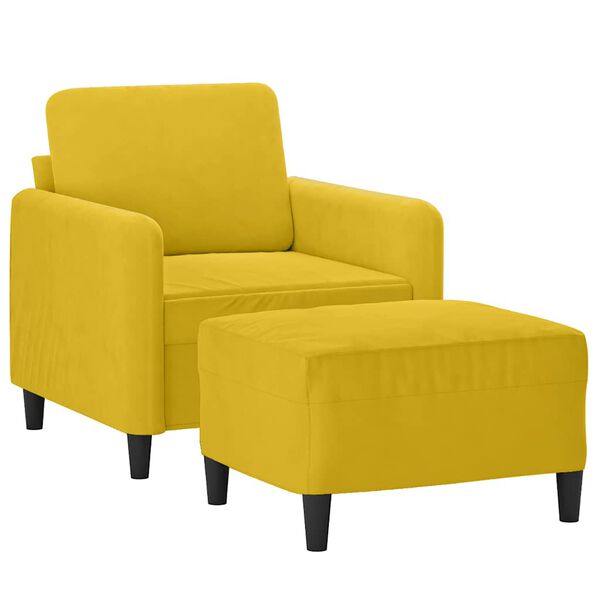 vidaXL Sessel mit Hocker Gelb 60 cm Samt