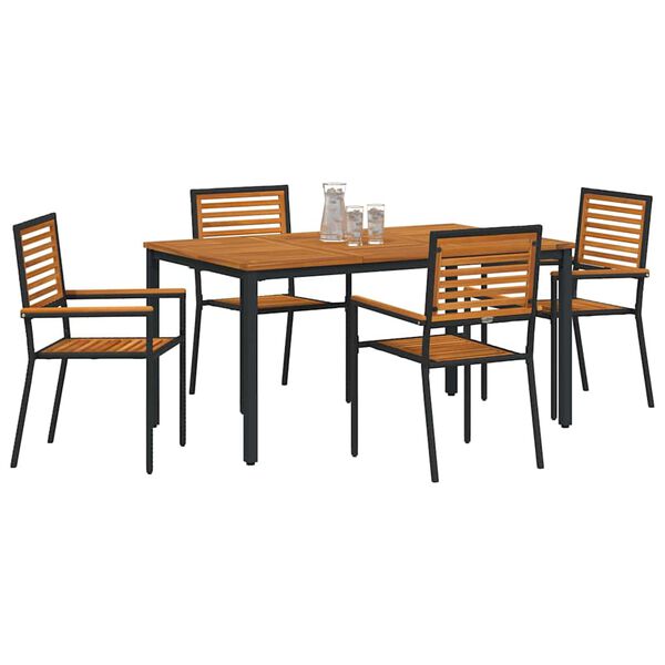 vidaXL Garten Essgruppe 5 pcs Schwarz Poly-Rattan