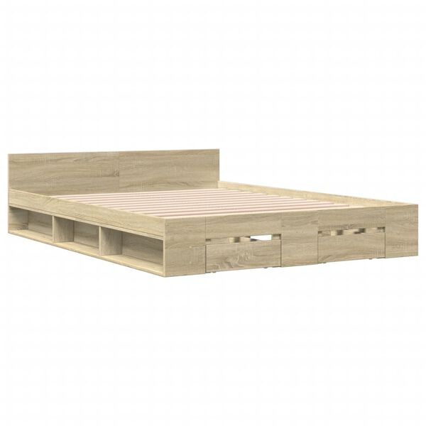 vidaXL Bettgestell mit Schubladen Sonoma-Eiche 120x190cm Holzwerkstoff