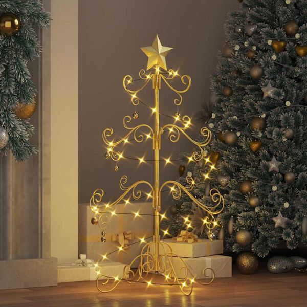 vidaXL Metall Weihnachtsbaum Gold 90 cm Pulverbeschichteter Stahl