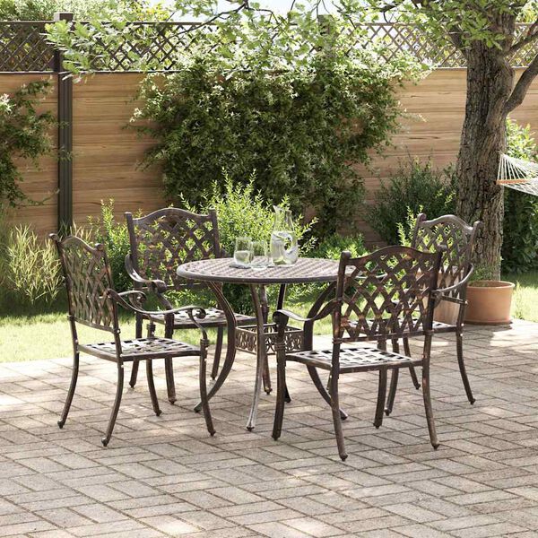 vidaXL Garten Essgruppe 5 pcs Bronze 90 x 90 x 75 cm Gussaluminium