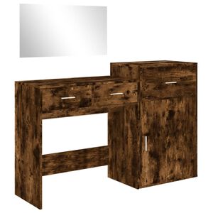 vidaXL 3-tlg. Schminktisch-Set R&auml;uchereiche Holzwerkstoff