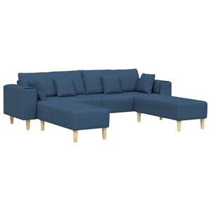vidaXL Sofa 3 stk. Blau Stoff