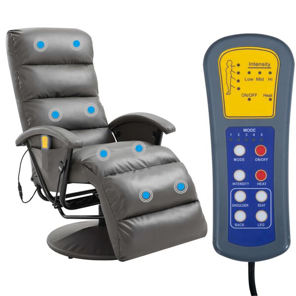 vidaXL TV-Massagesessel Grau Kunstleder