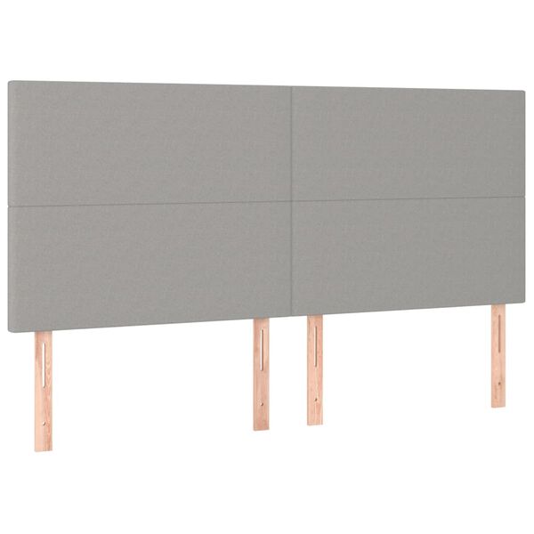 vidaXL Kopfteil Hellgrau 200 x 5 x 118/128 cm Stoff