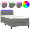 vidaXL Boxspringbett mit Matratze & LED Dunkelgrau 80x200 cm Stoff