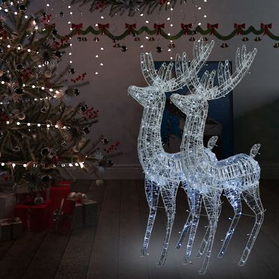 vidaXL XXL Rentiere Weihnachtsdekoration Acryl 250 LED 2 Stk. 180 cm
