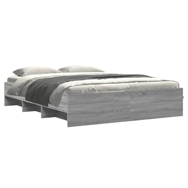 vidaXL Bettgestell ohne Matratze Grau Sonoma 160x200 cm Holzwerkstoff