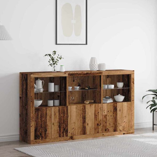 vidaXL LED-Sideboard Altholz 181,5 x 37 x 100 cm Holzwerkstoff