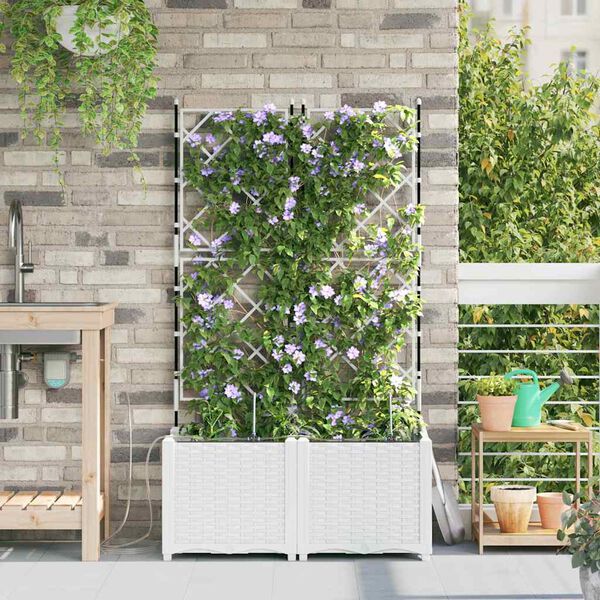 vidaXL Garten-Pflanzgef&auml;&szlig; 2 pcs Wei&szlig; Stahl
