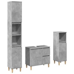 vidaXL 3-tlg. Badm&ouml;bel-Set Betongrau Holzwerkstoff