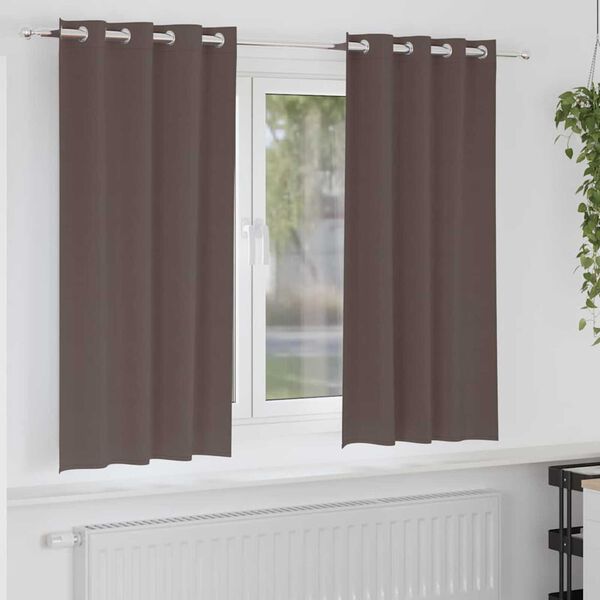 vidaXL Verdunkelungs-Vorh&auml;nge mit Ringen 2 pcs Dunkelbraun