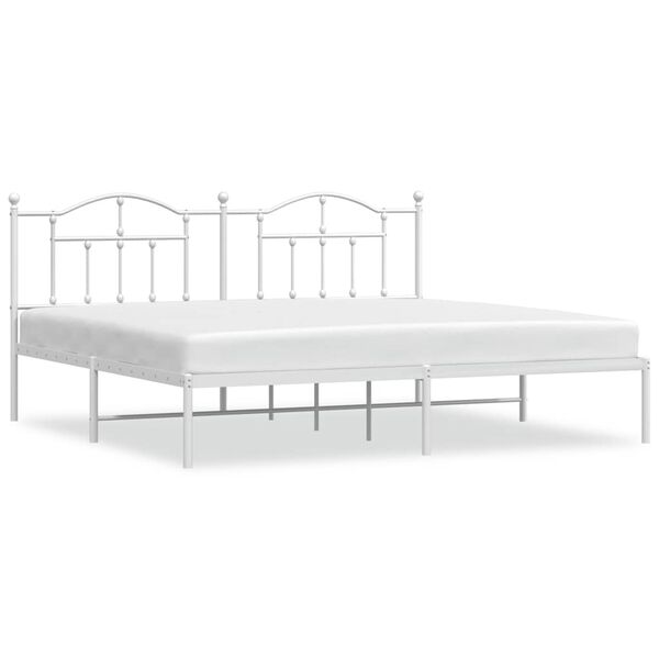 vidaXL Bettgestell mit Kopfteil Metall Wei&szlig; 193x203 cm