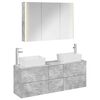 vidaXL Badezimmerm&ouml;bel-Set 4 pcs Betongrau Ingenieurholz und Glas