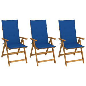 vidaXL Klappbare Gartenst&uuml;hle 3 Stk. mit Auflagen Massivholz Akazie